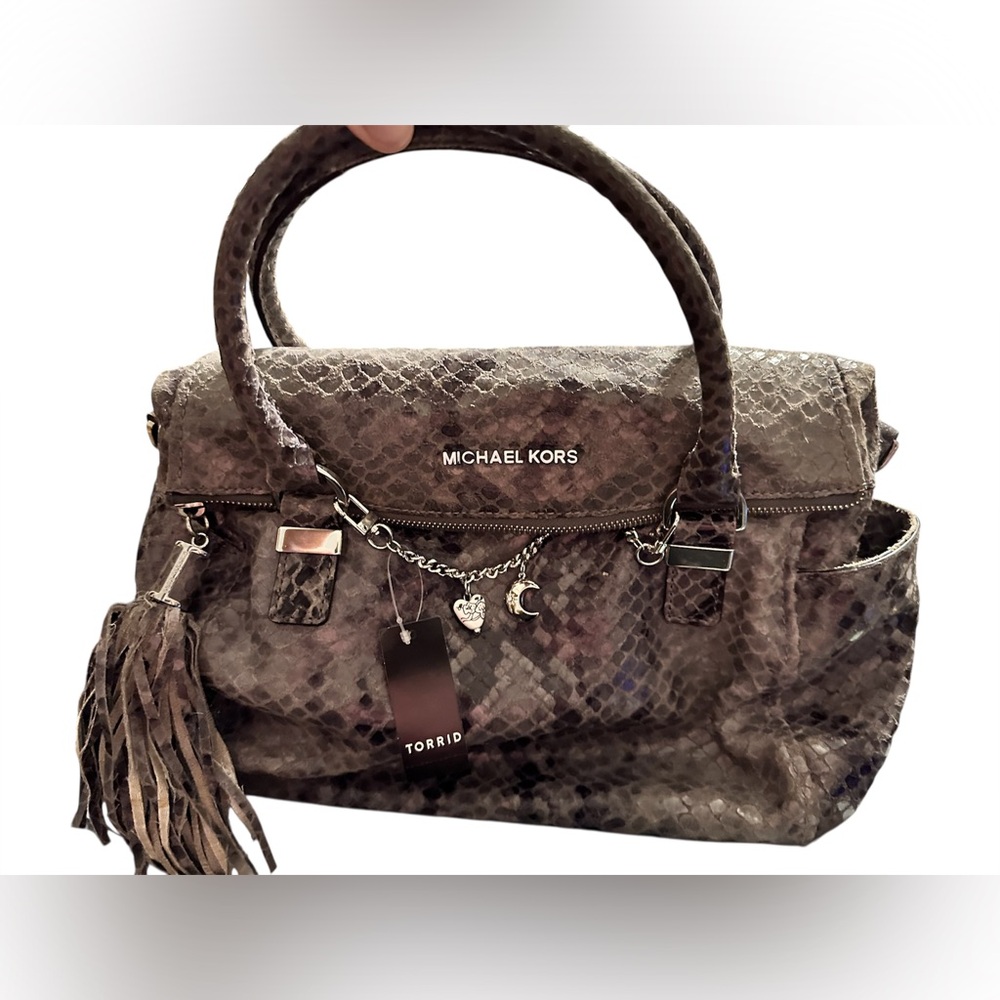 Michael Kors Hamilton Dark Grey Python Snakeskin … - image 1